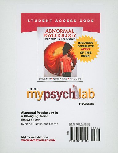 Abnormal Psychology: Mypsychlab + Pearson Etext Student Access Code Card by Jeffrey S. Nevid
