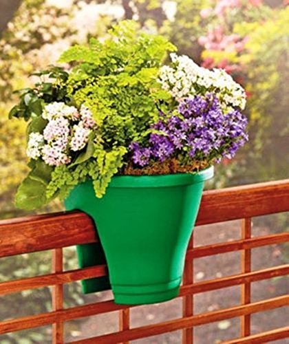 Minerva Naturals - Balcony Railing Planter Green Color (Set of 3)