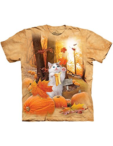 Fall Kitty Orange T-Shirt - Festive Halloween Pumpkin Patch