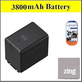 Panasonic HDC-HS60 Camcorder Battery - Premium VW-VBK360 Battery + LCD Screen Protectors + Micro Fiber Cleaning Cloth