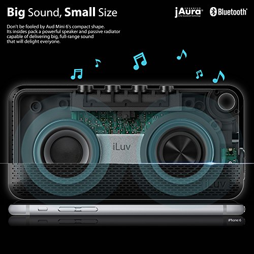 

Iluv Aud MiniTM Smart 6 Slim Portable Weather-resistant App-enabled Fm Radio and Bluetooth® Speaker for Iphone 6/6 Plus, 5s/5c/5, 4s; Samsung Galaxy S5, S4, S3, Note 4, Note 3; Lg®; Htc®; Ipad®; Ipad MiniTM and Other Bluetooth-compatible Smartphones and