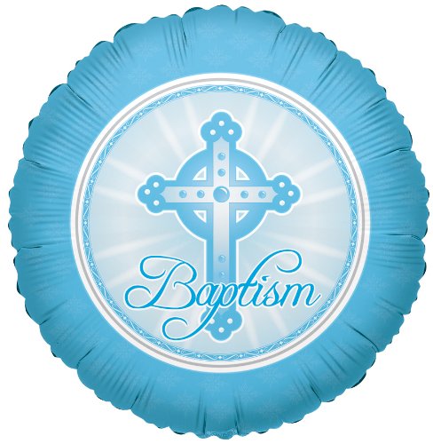 Baptism Mylar Balloon Blue Cross 18