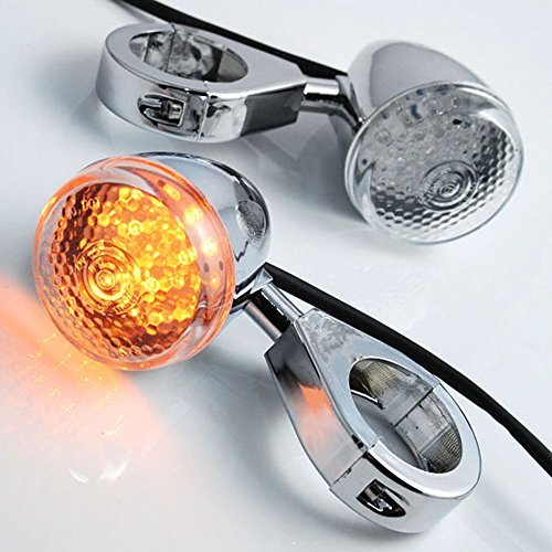 2pcs 20 LED Chrome Front Rear Turn Signal Light 41mm Fork Clamp Custom Bike Motorcycle Cruiser Chopper Touring