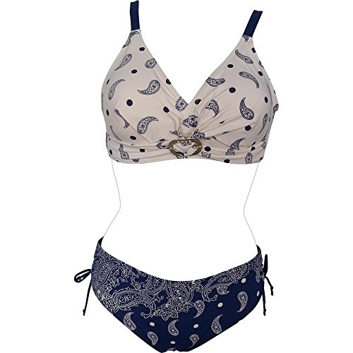 Foclassy Retro Vintage Women's Push-Up Underwired Big Bra Full covered Bikini