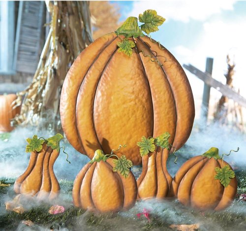 Fall Pumpkin And Gourd Halloween Lawn Stake Decorations