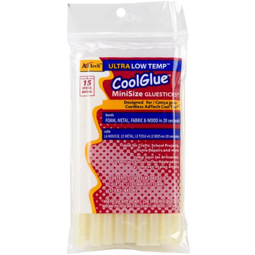 

Adhesive Technologies 2100-3415 Ultra Low Temp CoolGlue, Mini 4-Inch, 15-Pack