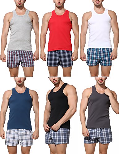Men Undershirt Sleeveless Tank Top Workout Sports Slimming A-Shirt (Pack of 6)