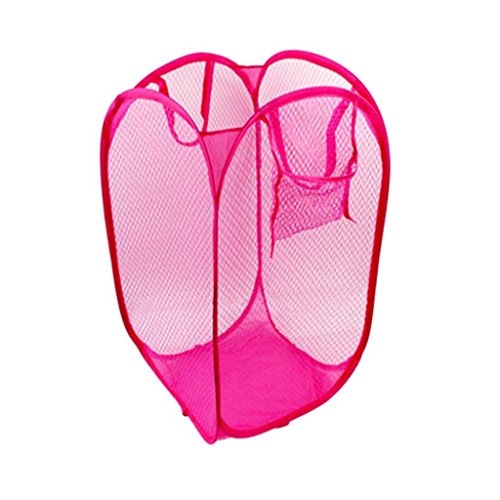 

Generic Color Folding Laundry Basket Clothes Storage Mesh Basket Rose