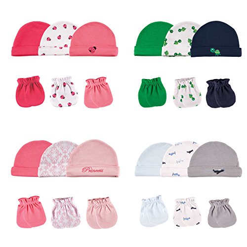 Luvable Friends 6-Piece Cap and Scratch Mittens Set