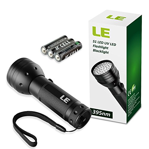 LE 51 LED UV Flashlight, Pet Urine and Stain Detector, Blacklight, 395nm, 3 AA Batteries Included - Image 3
