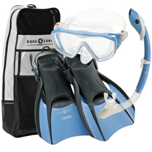 Aqualung by US Divers Diva LX Mask Fin Snorkel Set, Blue White - Medium