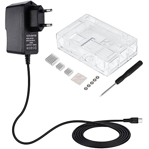 Zacro 3-EN-1 Kit - Kit para Raspberry Pi, caja, cargador y disipador de calor
