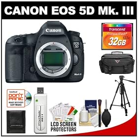 Canon EOS 5D Mark III Digital SLR Camera with 32GB Card + Case + Tripod + Accessory Kit