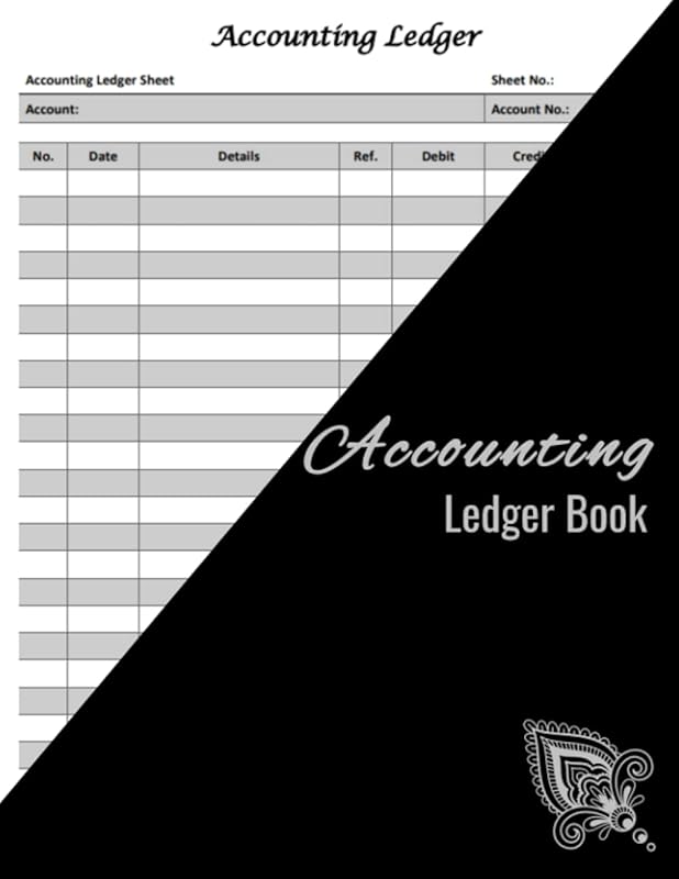 Accounting Ledger Book: Accounting Ledger for Bookkeeping, Account Recorder & Tracker logbook, Large Size: 8.5" x 11", 120 Pages, Glossy Silver Black ... Start-up, New businesses, Home, Personal Use. by Peppy Goods