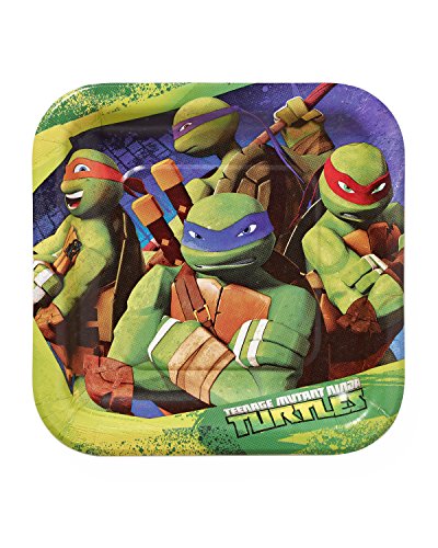 Teenage Mutant Ninja Turtles 7 in Square Plate, Pack of 8, Party Supplies