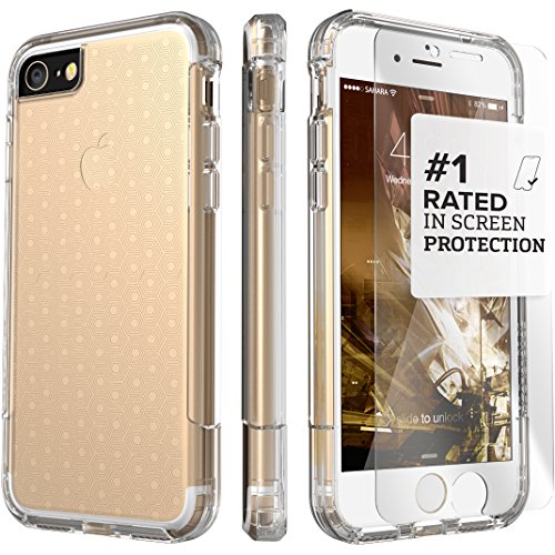 iPhone 7 Case, (Clear) Dual-Layer Inspire SaharaCase Protective Kit Bundle with [ZeroDamage Tempered Glass Screen Protector] Slim Fit [ Shockproof Bumper] Rugged Protection