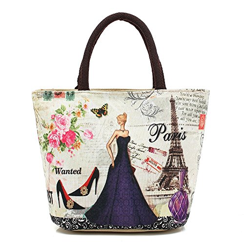 WongSinTong Women's Beautiful Printed Canvas Small Tote Bag Handbag