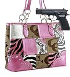 Pink and Khaki Studded Signature Patch Conceal and Carry Purse