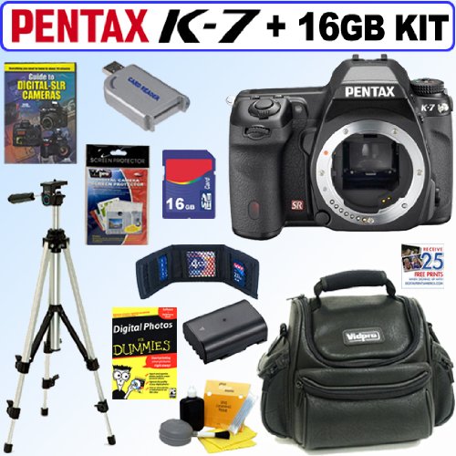 Pentax K7 14.6 MP Digital SLR Camera (Body) + 16GB Deluxe Accessory Kit