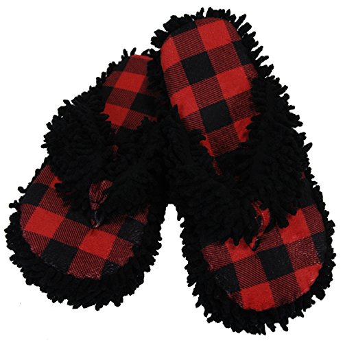 LazyOne Unisex Moose Plaid Spa Slippers Adult S/M