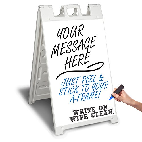 Two A-Frame Signicade Adhesive Replacement Graphics - Display on Front and Back -Blank Sign - Vinyl inserts are 24 by 36 inch each - Outdoor Sidewalk Signage Sign Stand