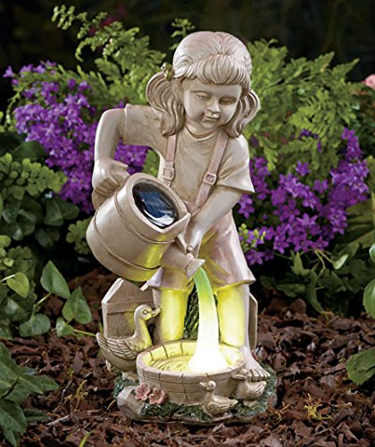 

Solar Lighted Watering Can Fairy Child Girl Statue Yard Outdoor Lawn Flowerbed Garden Decor