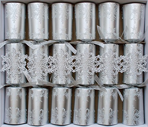 Entertaining with Caspari Falling Snow Celebration Crackers with Luxury Embellishments, 12-1/2