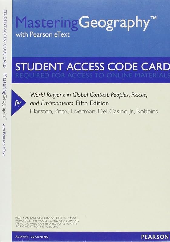 Mastering Geography with Pearson eText -- Valuepack Access Card -- for World Regions in Global Context: Peoples, Places, and Environments by Sallie A. Marston