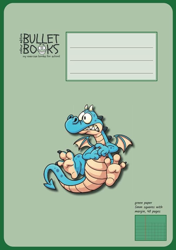 Dyslexia, Visual Stress Special Education Tinted School Exercise Books for Maths – squared with margin – coloured paper green dinosaur: A4 format, ... exercise books for home & classroom use) by Bullet Books UK