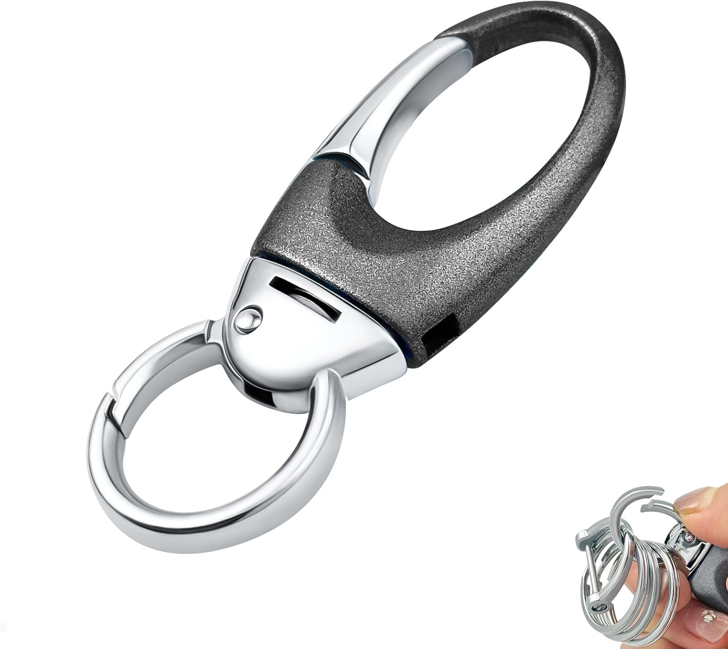 Porte-clés robuste avec mousqueton double à ouverture rapide, anneau en D, porte-clés de voiture pour ceinture_voghion.com
