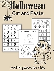 Cut and Paste Book for Kids: Fun Halloween Activity Book, More than 50 pages, Scissor Skills Book by Lilac Leaves