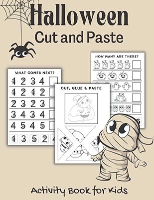 Cut and Paste Book for Kids: Fun Halloween Activity Book, More than 50 pages, Scissor Skills Book