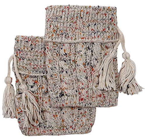 FUNKY JUNQUE'S CC Cable Knit Confetti BOOT CUFF (Boot Sock Topper) with Tassel