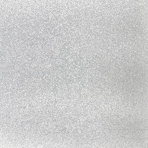American Crafts Glitter Cardstock, 12 by 12-Inch, Silver (15 sheets per pack)