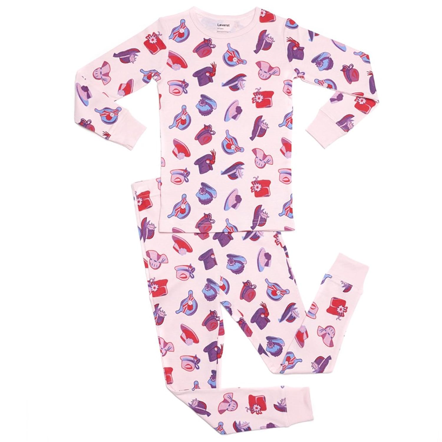 

Leveret Big Girls "Hats" 2 Piece Pajama Set 100% Cotton (Size 5-14 Years)