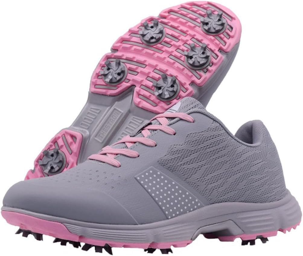 Women's Golf Shoes Waterproof Sports Shoes For Golf Female Ladies Training Walking Sneakers With 9 Spikes_vogvips.com