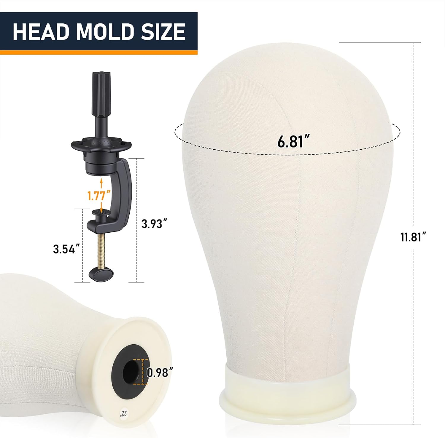 Hemndic Wig Stand With Head, Height Adjustable Wig Stand, Wig Head Stand With Mannequin Head With Extra Wig Head Clamp Stand_voghion.com