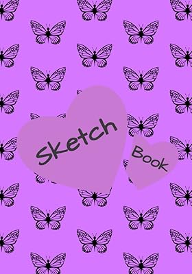 SKETCH BOOK: SKETCH BOOK PURPLE COVER WITH BUTTERFLIES 7x10 108 BLANK PAGES