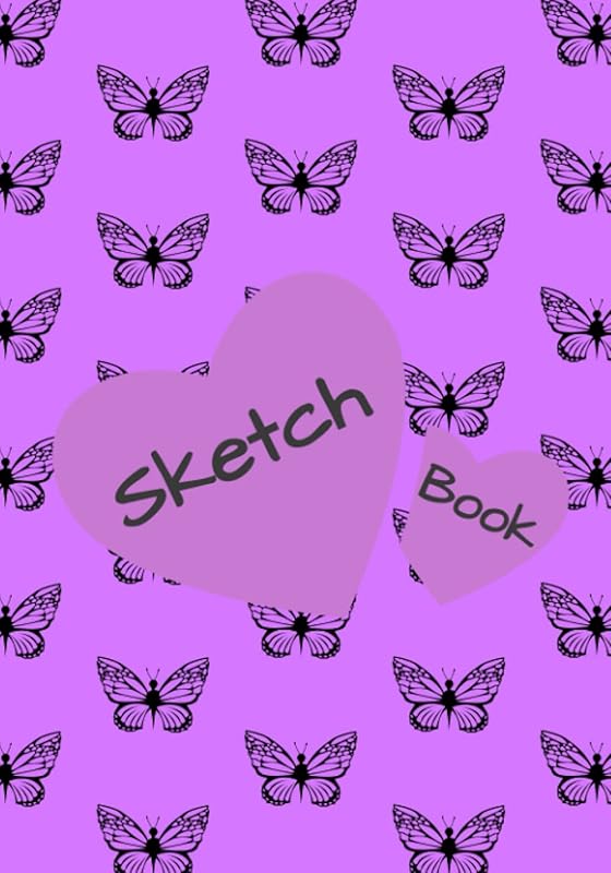 SKETCH BOOK: SKETCH BOOK PURPLE COVER WITH BUTTERFLIES 7x10 108 BLANK PAGES by Stephen Silverlock