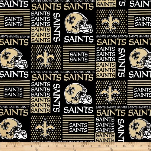 NFL Cotton Broadcloth Louisiana Saints Patchwork Black/Gold Fabric