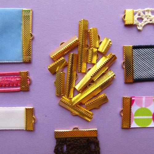 Assorted Sizes of Ribbon Clamp End Crimps - Gold