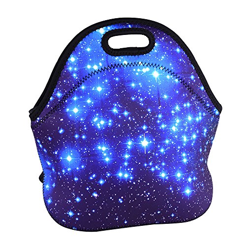 eBoot Blue Shining Stars Soft Neoprene Lunch Tote Bag Lunch Box Container Case Keeps Food Hot and Cold