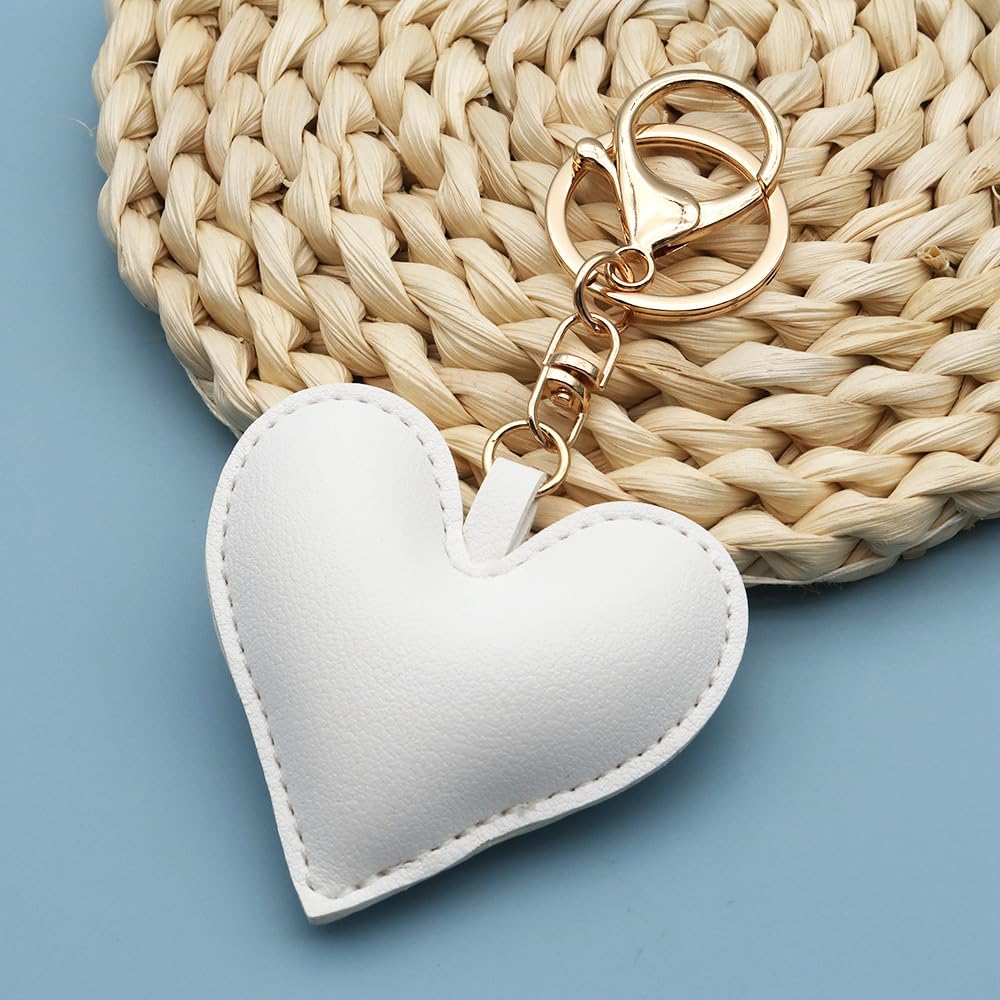 Portachiavi in ​​pelle con ciondolo a forma di cuore per borsa da donna, accessorio portachiavi carino_voghion.com
