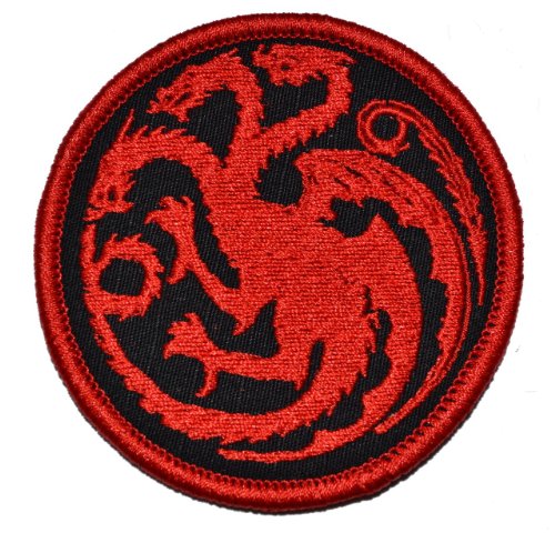 Targaryen Dragon - Game of Thrones 3in Diameter Patch with Fastener - Black with Red