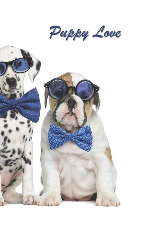 Puppy Love: 124 Page Softcover, Has Lined and/Or Blank Pages with a Dog Border, College Rule Composition (6” x 9 “) Blue bow Ties by Purple Phoenix Publishing