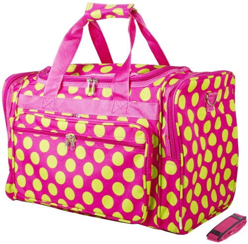 World Traveler Pink Green Polka Dots Duffle Bag 22-inch