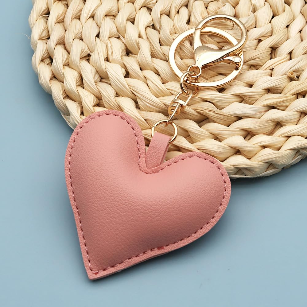 Portachiavi in ​​pelle con ciondolo a forma di cuore per borsa da donna, accessorio portachiavi carino_voghion.com
