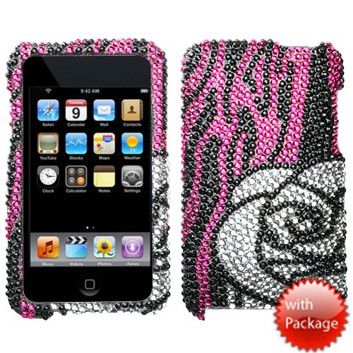 

Hard Plastic Snap on Cover Fits Apple iPod Touch 2(2nd Generation) 3(3rd Generation) Zebra Rose/Hot Pink Premium Full Diamond/Rhinestone (Please carefully check your device model to order the correct version.)