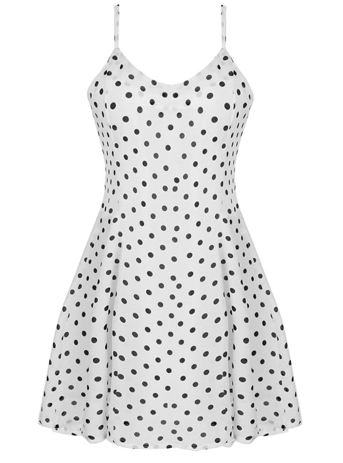 

OURS Women's Polka Dot Spaghetti Strap Chiffon Pleated Casual Party Dress
