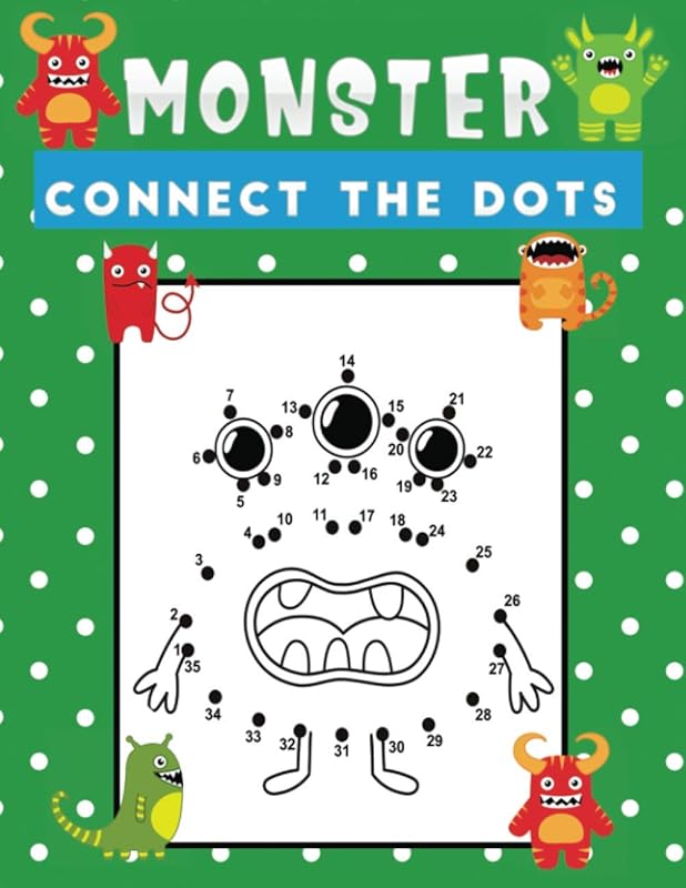 monster connects the dots: Fun monster themed dot to dot coloring book for kids & toddlers (35+Unique designs) by Jane Kid Press